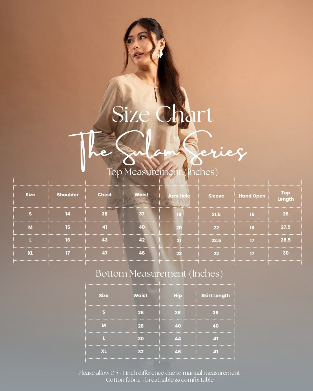 The Sulam Series - Size Chart 1